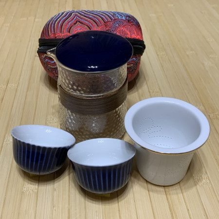 Дорожній набір посуду для чаювання червоний